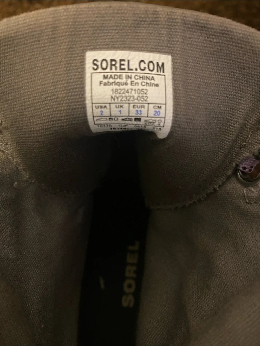 Sorel Gray Hidden Wedge Lace-Up Boots with Purple Laces